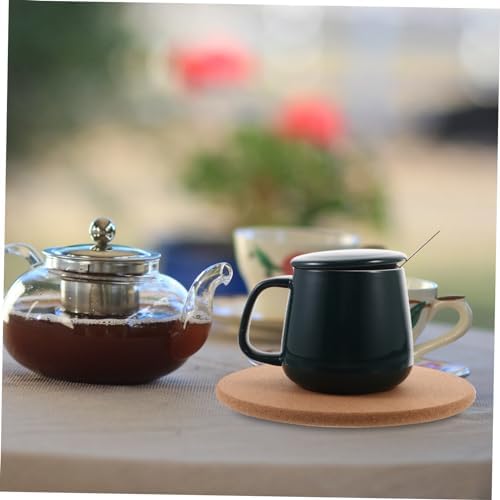 5pcs Round Cork Coasters Heat Insulated Non Slip Drinking Pads - Image 4