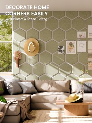Fluxynara 12-Pack Hexagon Felt Bulletin Board Tiles, Sage - Image 4