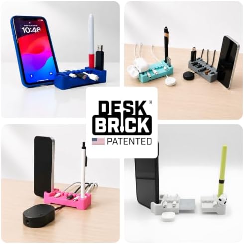 DeskBrick 2PK Silicone + Steel-Weighted Cord Holders for Desks. Weighted Cord Organizers & Cable Management for Desktops. Useful Phone Accessories & Cable Holders for Offices. No Adhesive. Pink - Image 5