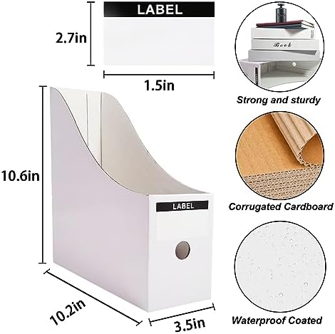 Limitliho 24 Pack White Cardboard Magazine Holder for Desk or Shelves - Image 2