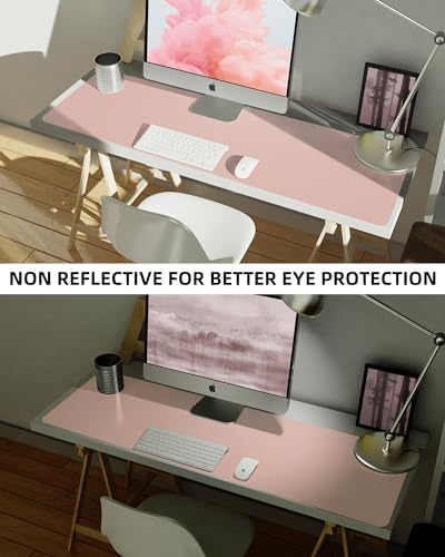 AFIING Leather Desk Pad Protector,Mouse Pad,Office Desk Mat, Non-Slip PU Leather Desk Blotter,Large Desk mat,Waterproof Keyboard mat for Office/Home/Decor (Pink,55"" x 17"") - Image 6
