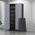 Letaya Metal Storage Cabinets with Lock Door and 5 Adjustable Shelves, Steel Garage Tool Organization Cabinets for Home,Utility Room, Warehouse,Lockers(71"-Black Gray) - Image 5