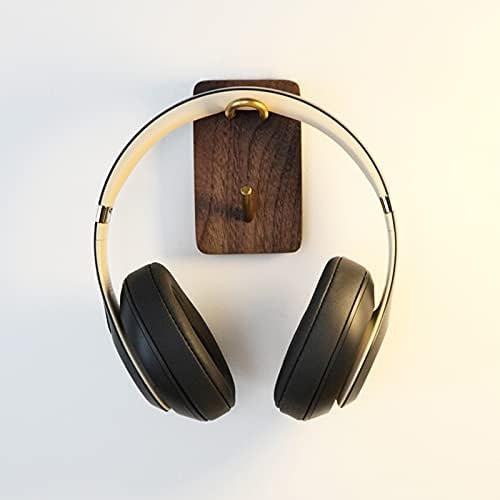 Headphone Stand Headphone Hanger Holder Wall Mount Headset Hook Under Desk Creative Headset Stand Wall-Mounted Solid Wood Frame Metal Hook Headset Stand - Image 7