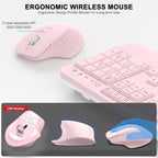 Wireless Keyboard and Mouse Combo, 2.4G Ergonomic Wave Keys(Light Pink) - Image 4