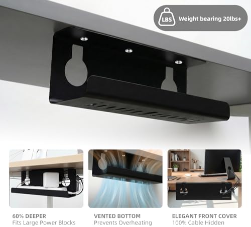 Under Desk Cable Management Tray No Drill, 17" Cable Organizer with Clamp - Image 6