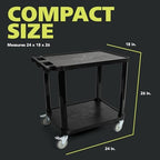 Pearington 2-Tier Compact Multi-Purpose Plastic Utility Cart with Lockable Wheels up to 150lbs, Black - Image 7