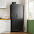 Letaya 71" H Metal Storage Cabinet with 2 Doors and 4 Shelves,Tall Kitchen Pantry Cabinets,Utility Pantry Organizers for Cupboard/Dining/Bathroom/Home Office/Garage, Steel Tool Cabinets - Image 2