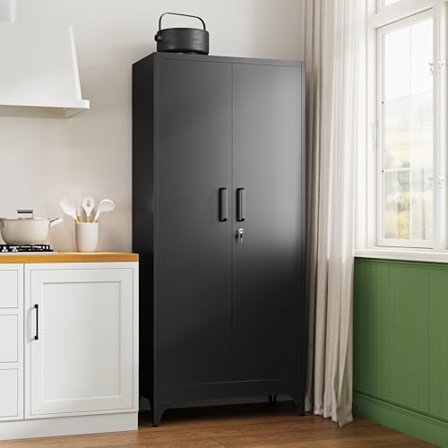 Letaya 71" H Metal Storage Cabinet with 2 Doors and 4 Shelves,Tall Kitchen Pantry Cabinets,Utility Pantry Organizers for Cupboard/Dining/Bathroom/Home Office/Garage, Steel Tool Cabinets - Image 2