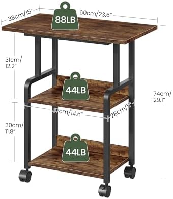 CHOEZON 23.6-in Printer Stand with Storage, 3-Tier Printer Table for Home Office, Printer Cart Under Desk Storage, Suitable for Study, Kitchen, Living Room, Rustic Brown and Black TPS02BF - Image 4