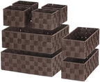 Posprica Woven Baskets, Storage Baskets for Organizing (Set of 8), Cube Baskets Bin Container Matching Storage Boxes Organizers for Pantry, Office, Shelves, Media-room by Posprica
