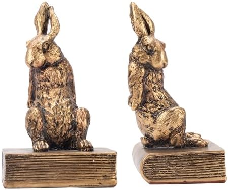 Book Ends for Shelves to Hold Books Hevay Duty,Decorative Rabbit Bookends by Mervkis