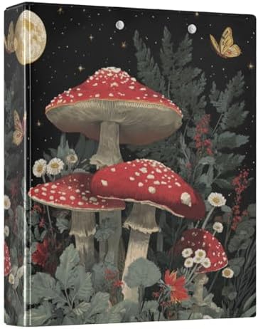 Red Mushrooms Vintage 3 Ring Binders 1.5 Inch Clear View Three Ring Binders Versatile Binder for Work School Office Supply 1 Pack - Image 3