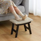 Foot Stool Ottoman Foot Rest Under Desk,Small Stool for Living Room, Bedroom and Kitchen (Black Legs - Beige Stool Surface) by Furshus