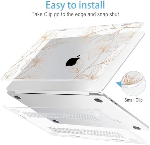 Mektron for 2026/2025/2024/2023 MacBook Air 15 INCH M5 A3448 /M4 A3241 /M3 A3114 /M2 A2941 Case, Printed Plastic Hard Shell Cover with 15.3" Liquid Retina Display Touch ID, Gold Flower S718 - Image 5