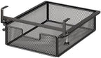under Desk Drawer Basket Clamp on Container Saving Mesh Metal Desk Attachment File Holder Slide Out Organizer, Black S by Unknown