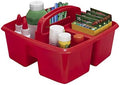 Storex 3-Compartment Small Caddy – Multipurpose Classroom Organizer with Handle, Red, 5-Pack (00949U06C) by Storex