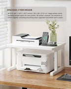 Desktop Printer Stand, 19.7″x 15.7″ 2-Tier Large Printer Shelf fit 3D Laser Printer/Scanner/Fax Machine, Industrial Storage Rack for Home Office Storage, White P5040-W - Image 2