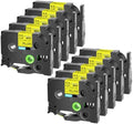 USUPERINK 10PK Compatible for Ptouch HSe-621 HSe621 HS-621 HS621 Black on Yellow 8.8mm 0.34'' Heat Shrink Tubing for Wire Cable for PT300 PT-300B PT310 PT310B PT320 Label Maker Tape by USUPERINK