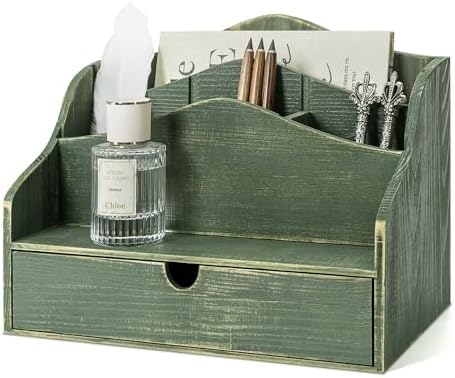 Rebee Vision Mail Organizer for Desk with 4-Slot Letter Rome Decor, Green by REBEEVISION