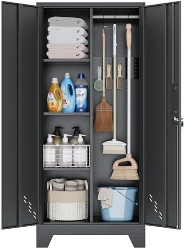 61" Metal Storage Cabinet with Lock for Garage, Utility Closet by YILFANA