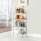 4 Tier Storage Racks Shelving, Heavy Steel Pantry Shelves, Adjustable Wire Shelving Rack, Suitable for Garage, Kitchen, Bathroom, Office, 14" W x 10" D x 31" H, Chrome by Unknown
