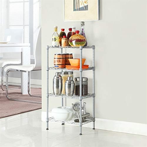 4 Tier Storage Racks Shelving, Heavy Steel Pantry Shelves, Adjustable Wire Shelving Rack, Suitable for Garage, Kitchen, Bathroom, Office, 14" W x 10" D x 31" H, Chrome by Unknown