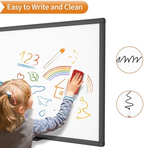 VIZ-PRO Magnetic Dry Erase Board, 72 x 40 Inches, Black Aluminium Frame - Image 5