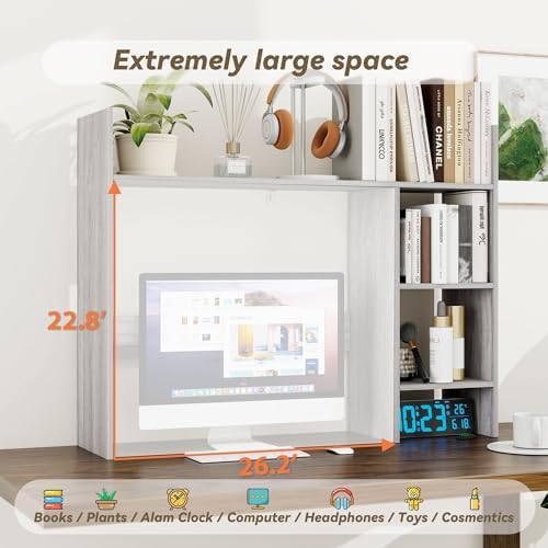 FTZxHKLX 37.4’’ Desktop Bookshelf, 4-Tier Desk Hutch for Computer Monitor - Image 6