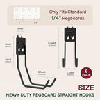 6-Pack Large Heavy Duty Pegboard Hooks - 66 lbs Capacity - Image 2