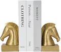 Gold Horse Bookends, Vintage Horse Head Book Ends for Heavy Books by Home