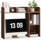 Nromant Desktop Bookshelf, Wooden Desk Storage Hutch with 4 Shelves, 3-Tier Desktop Display Organizer Rack for Office Home (Brown, 5 Shelves A) by Nromant