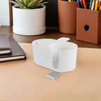 Clamp on Cup Holder 4 in 1 Metal Desk Organizer with Headphone Mount and Pen Holder for Desktop Storage, Efficient Workspace Organization, White Color Suitable for Table Use - Image 7