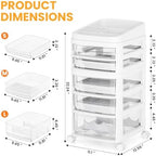 Rolling Cart with 5 Drawers, Clear Plastic Drawer Organizers, Vanity Cart - Image 3