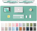 YSAGi Leather Desk Pad Protector, Office Desk Mat, Large Mouse Pad, Non-Slip PU Leather Desk Blotter, Laptop Desk Pad, Waterproof Desk Writing Pad for Office and Home (Green-Blue,55" x 17.2") by YSAGi