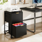 VINGLI 2 Drawer Mobile File Cabinet, Rolling Fluted Filing Cabinet Under Desk File Cabinet with Wheels, Fabric Drawers Printer Stand for Home Office, Fits Letter Size, Black - Image 2