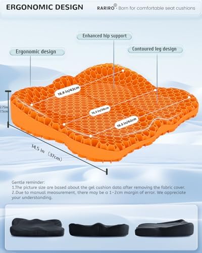 Breathable Honeycomb Gel Seat Cushion, Pressure Relief Cushion Long Sitting - Image 3