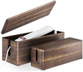 TIDITA Set 2 Wooden Large Cable Management Box Round Edge (Walnut Color) by TIDITA