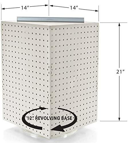 Azar Displays 701414-WHT-4W32 Rotating Countertop Display Kit with Peg Hooks Included, 14 Inches Wide x 14 Inches Deep x 20 Inches High, Pegboard Spinner Organizer, White - Image 3