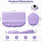 Cloud Keyboard Wrist Rest Set, 3 in 1 Ergonomic Memory Foam Keyboard Stand Pad with Mouse Wrist Support & Cup Holder, Anti-Slip Desk Cushion for Office Gaming Typing Pain Relief, Purple - Image 7