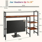 HavenlyYouth Desk Shelf with LED Light Strip, 3-Tier Storage Desktop Organizer Shelf, 38.6" Wood Desktop Bookshelf for Computer Monitor, Desk Hutch for Home Office Dorm, Rustic - Image 3