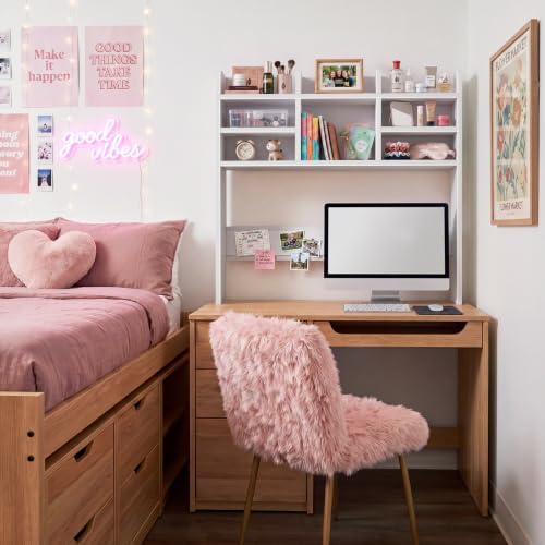 37 Inch White Desk Hutch Dorm Top Only with Felt Board for College - Image 2