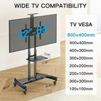PERLESMITH Rolling TV Stand for 32-85 Inch Flat/Curved TVs up to 100 lbs - Image 2