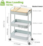 TOOLF 3 Tier Rolling Cart, Metal Utility Storage Cart with Wheels, Green - Image 6