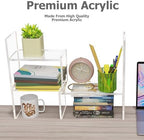 My Space Organizers Adjustable Acrylic Desk Shelf for Top of Desk: Clear Desktop Shelf, Premium Desktop Bookshelf Organizer, Office Table Book Shelves - Image 3