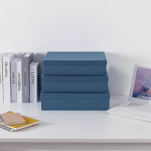 Soul & Lane - Navy Blue Decorative Storage Boxes with Lids, Set of 3 - Image 4