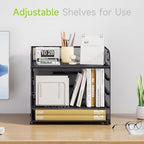 Cawukege 2 Pack 5 Tier Paper Organizer, Letter Tray with Handle, Mesh Desk Organizer, Metal File Organizer, Office Desk Accessories for Home, Office, Classroom, School -Grey - Image 2