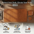 LL LEATHER LOVERS Leather Desk Mat, 20" x 34" Tan, Desk Mouse Pads on Top of Desks, Non Slip Top Grain Leather Desk Blotter, Laptop Desk Mat, Desk Writing Pad for Office and Home - Image 3