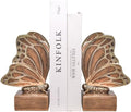 Vintage Brown Butterfly Bookends,Resin Book Ends for Shelves,Heavy Duty Decorative Bookends,Creative Book Stopper Holder Decor for Desk Home Office,Shelf Decoration,Gifts for Mother's Day by Kakizzy