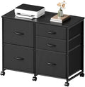YeTom Lateral File Cabinet with 5 Drawers Rolling Filing Cabinets Under Desk Storage Printer Stand with Wheels,Mobile File Cabinet for Home Office,Black by YETOM