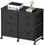 YeTom Lateral File Cabinet with 5 Drawers Rolling Filing Cabinets Under Desk Storage Printer Stand with Wheels,Mobile File Cabinet for Home Office,Black by YETOM